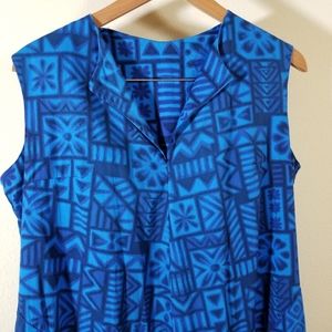 Vintage Handmade Blue Retro Midi Dress, size medium